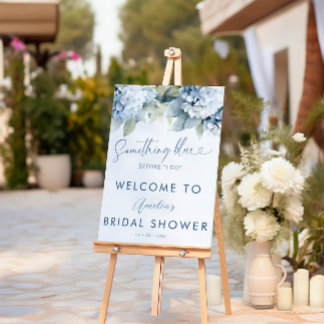 Señal Acrílica Something Blue Hydrangea Welcome Bridal Shower