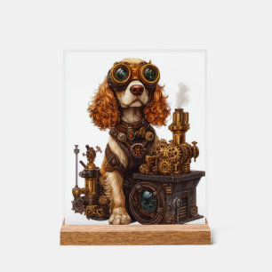 Señal Acrílica Spaniel Steampunk � Inventor de Perros Victoriano