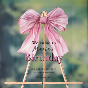 Señal Acrílica Sparkle Pink Coquette Bow 1