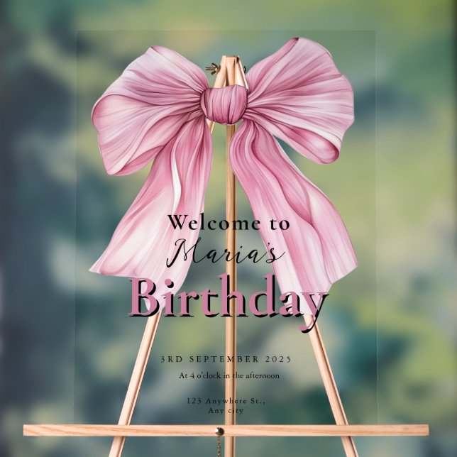 Señal Acrílica Sparkle Pink Coquette Bow 1 (Neutral )