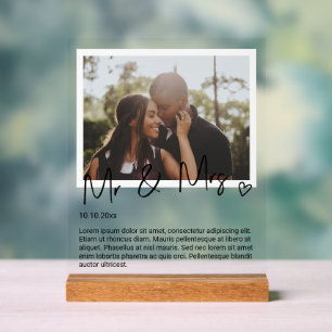 Señal Acrílica Sr. y Sra. Photo y Boda personalizado