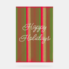 Señal Acrílica Striped Painting Happy Holidays