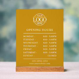 Señal Acrílica Stylish Minimal Mustard Business Opening Hours