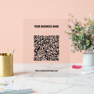 Señal Acrílica Su código QR y su Rótulo de acrílico de texto para