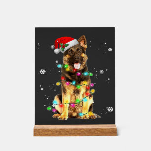 Señal Acrílica Suéter De Navidad De Perro Pastor Alemán Árbol De
