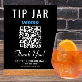 Señal Acrílica Sugerencia Jar Venmo QR Código Negro