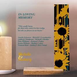 Señal Acrílica Sunflower Teal Blue Gold Modern Wedding Memorial 