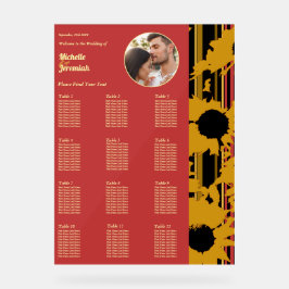 Señal Acrílica Sunflower Teal Blue Gold Modern Wedding Photo