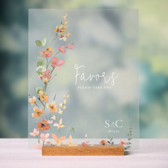 Señal Acrílica Sunny Wildflower Wedding Favorece el degradado ID1 (Neutral )