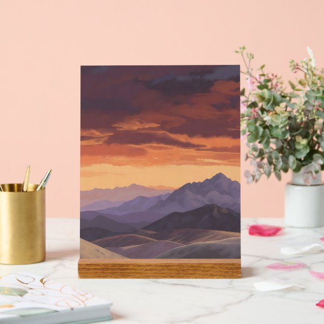 Señal Acrílica Sunset Mountain Range Vector Landscap (Boda)