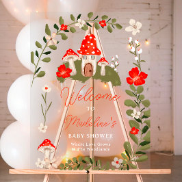 Señal Acrílica Suntuosos hongos de bosque con flores de bebé