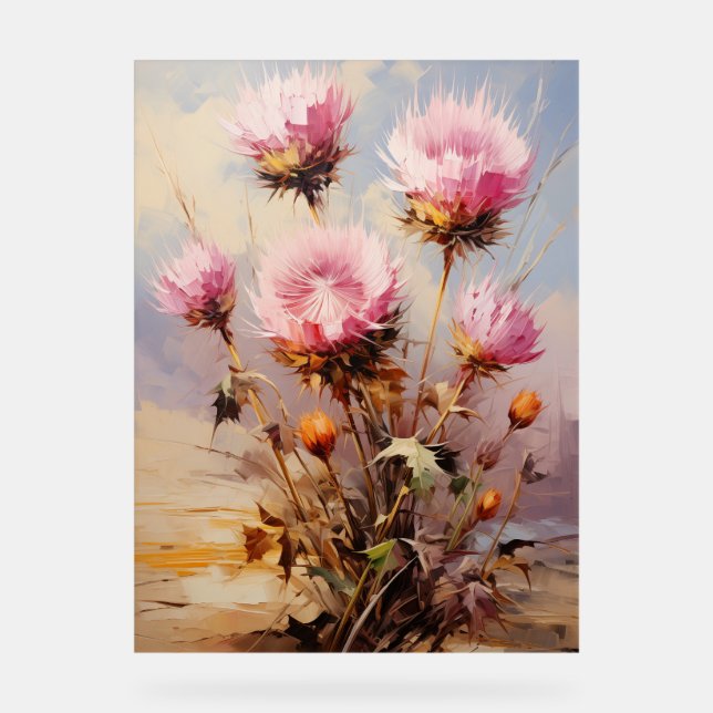 Señal Acrílica Sweet Alyssum - Impasto Floral (Anverso)