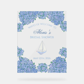 Señal Acrílica Sweet Coastal Blue Bridal Shower Welcome Sign