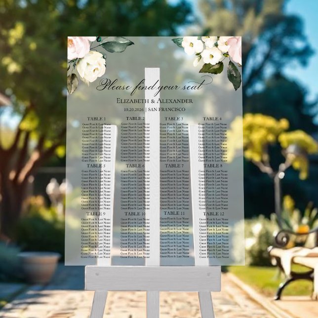 Señal Acrílica Tabla Boho Boda Floral Tabla Acrílica de asientos (Subido por el creador)
