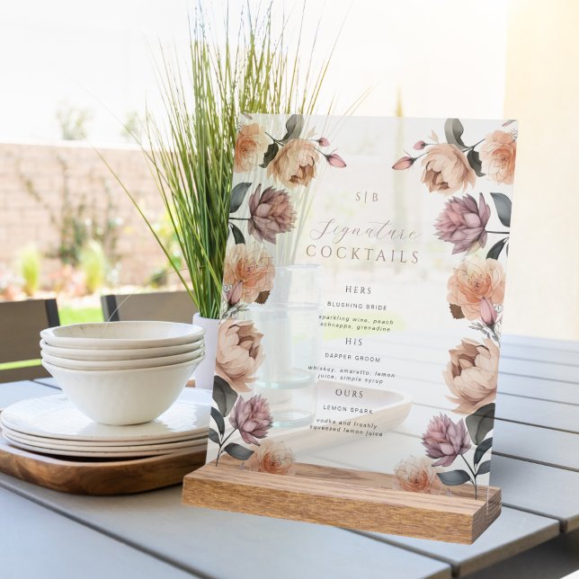 Señal Acrílica Tabla Boho Rosa Signature Cocktail Boda (Subido por el creador)