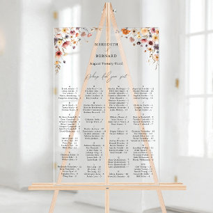 Señal Acrílica Tabla de asientos acrílicos Bodas florales colorid