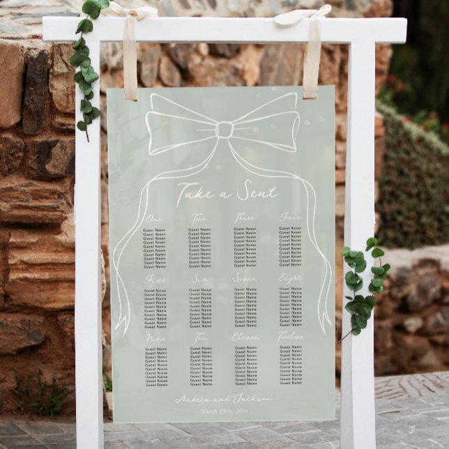 Señal Acrílica Tabla de asientos de Boda verde con sabio dibujado (Subido por el creador)