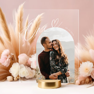 Señal Acrílica Tabla número uno del Boda de fotos del corazón del
