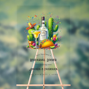 Señal Acrílica Tacos y tequila de bienvenida para la cena de ensa