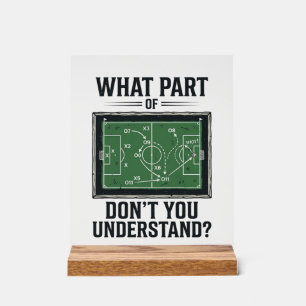 Señal Acrílica Tácticas Divertidas de Fútbol Camiseta Diseño Vint