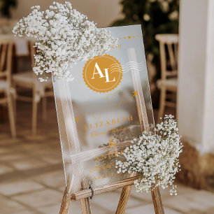 Señal Acrílica Tarjeta de Embarque Destino Boda Cósmica