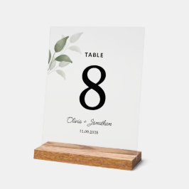 Señal Acrílica Tarjeta de lugar de mesa Boda de color de agua ver