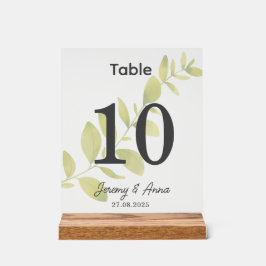 Señal Acrílica Tarjeta de número de tabla de Boda floral acuarela