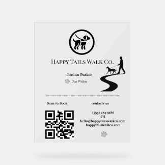 Señal Acrílica Tarjeta de presentación de paseador de perros con