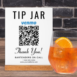 Señal Acrílica Tarjeta de propina código QR Venmo blanco
