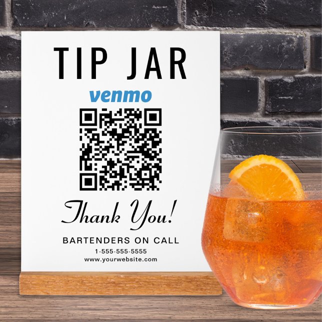 Señal Acrílica Tarjeta de propina código QR Venmo blanco (Subido por el creador)