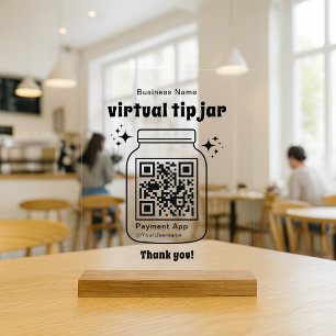 Señal Acrílica Tarjeta de propinas virtual con código QR