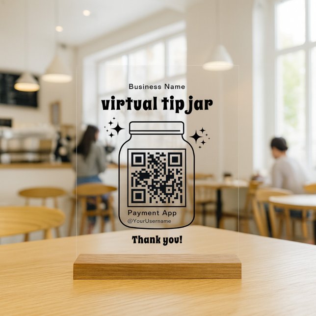 Señal Acrílica Tarjeta de propinas virtual con código QR (Subido por el creador)