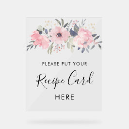 Señal Acrílica Tarjeta de regalo de ducha de novia con floración 