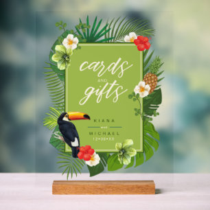 Señal Acrílica Tarjetas acuáticas Tropicales Toucan Regalos Green
