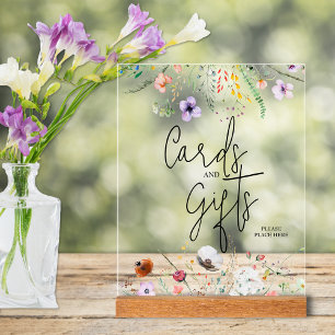 Señal Acrílica Tarjetas Baby Shower y regalos para flores silvest