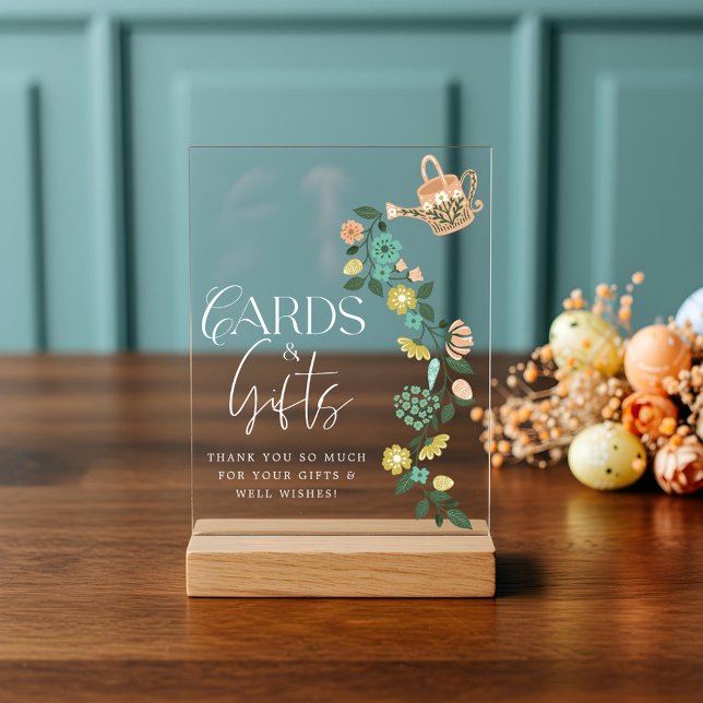 Señal Acrílica Tarjetas Baby Shower y regalos Primavera Floral Pa (Baby Shower Cards & Gifts Spring Floral Easter Acrylic Sign)