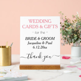 Señal Acrílica Tarjetas de boda Regalos Rosa Blanco rosado