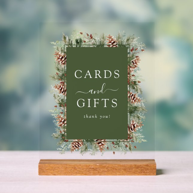 Señal Acrílica Tarjetas de invierno verdes y regalo (Neutral )