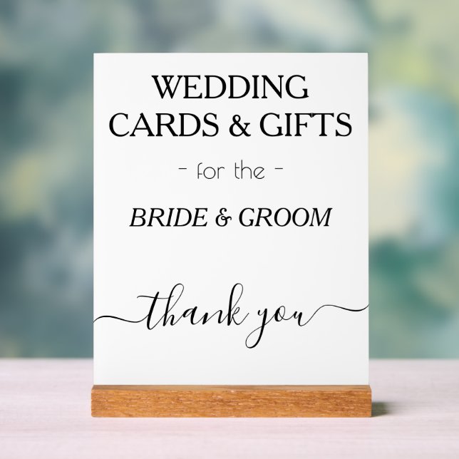 Señal Acrílica Tarjetas de matrimonio regalos tipografía blanca n (Neutral )