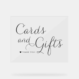 Señal Acrílica Tarjetas de matrimonio y regalos de caligrafía dul
