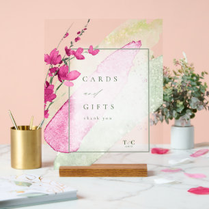Señal Acrílica Tarjetas de matrimonio y regalos de flores silvest