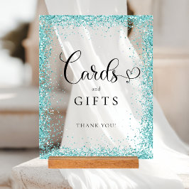 Señal Acrílica TARJETAS & REGALOS Mint Glitter Despedida de Solte