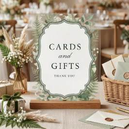 Señal Acrílica Tarjetas y regalos de boda de bosque encantado acu