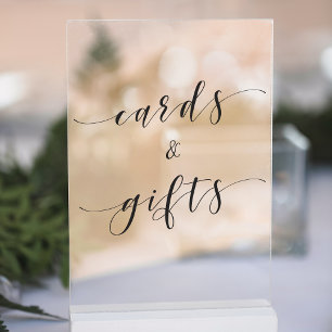 Señal Acrílica Tarjetas y regalos de boda de caligrafía moderna
