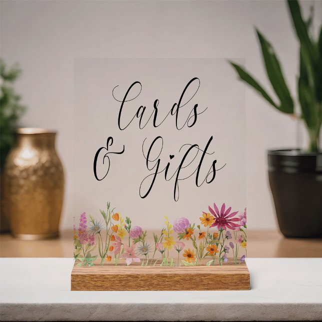 Señal Acrílica Tarjetas y regalos de boda para el prado de flores (Cards & Gifts sign from the Wildflower Meadow wedding collection by Darling & May)