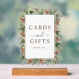 Señal Acrílica Tarjetas y regalos de invierno