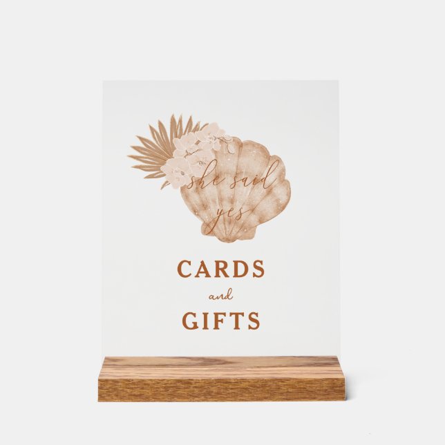 Señal Acrílica Tarjetas y regalos de la ducha de novia boho de la (Anverso)