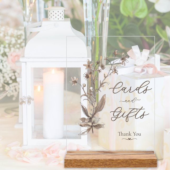 Señal Acrílica Tarjetas y regalos Elegante Boda de Flores Silvest (Subido por el creador)