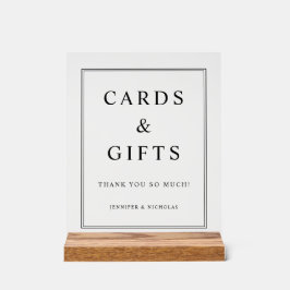 Señal Acrílica Tarjetas y regalos elegantes de boda
