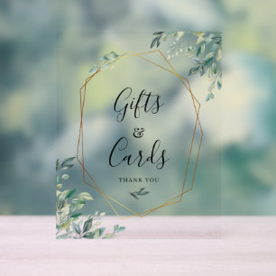 Señal Acrílica Tarjetas y regalos Eucalyptus Script Boda